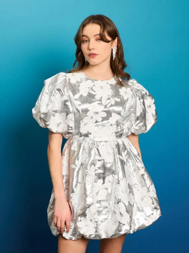 Sister Jane Dresses Womenswear Silver Sweeper Jacquard Dress Silver