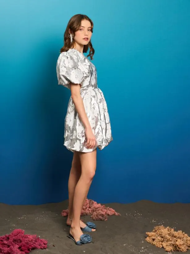Sister Jane Dresses Womenswear Silver Sweeper Jacquard Dress Silver