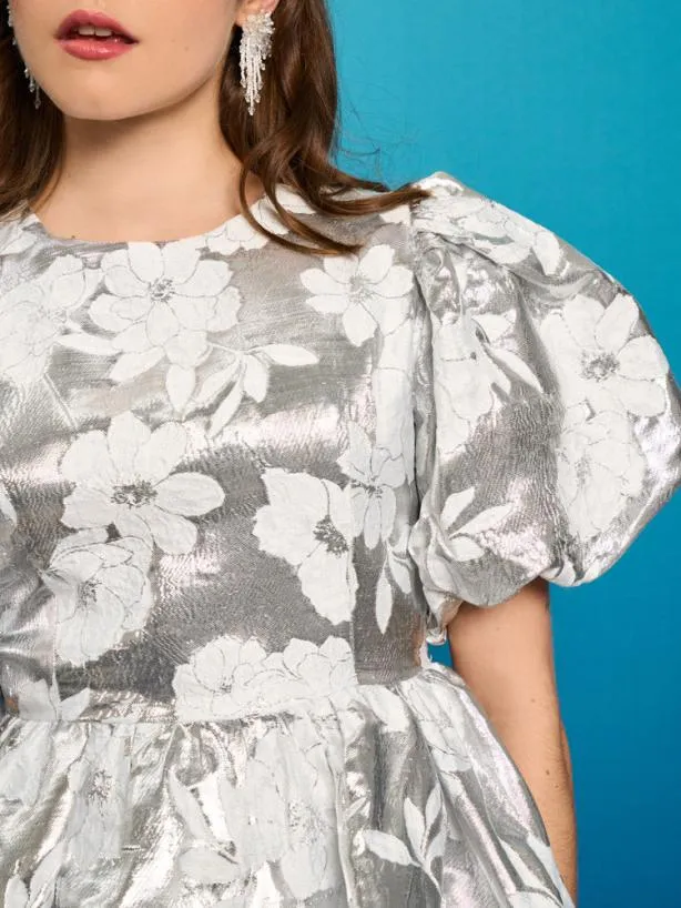Sister Jane Dresses Womenswear Silver Sweeper Jacquard Dress Silver