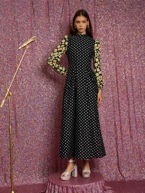 Sister Jane Dresses Womenswear Star Ballad Jacquard Midi Dress Black Star