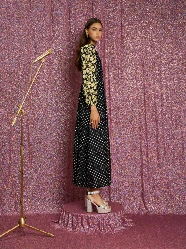 Sister Jane Dresses Womenswear Star Ballad Jacquard Midi Dress Black Star
