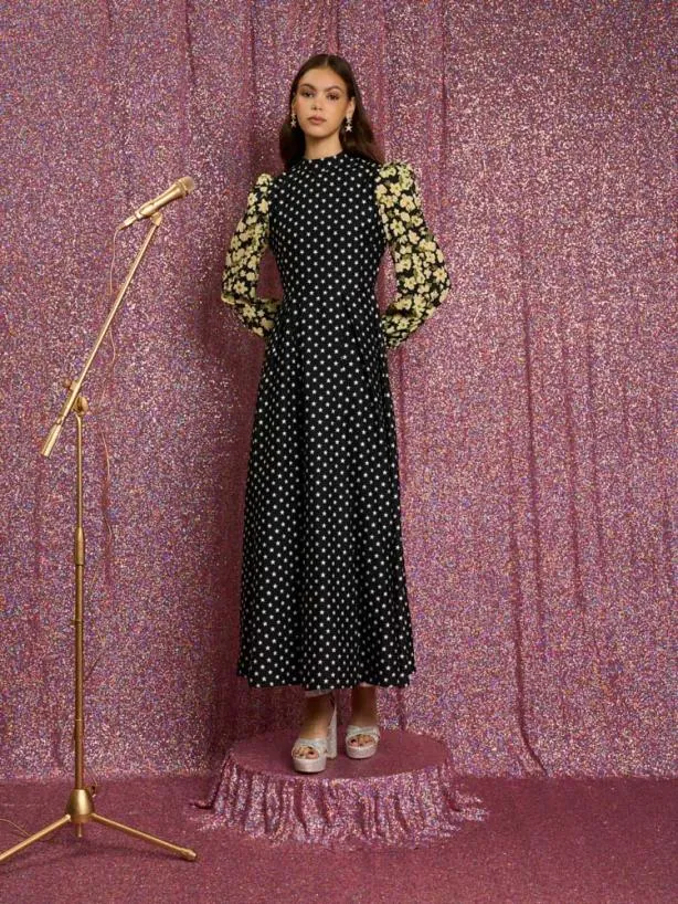 Sister Jane Dresses Womenswear Star Ballad Jacquard Midi Dress Black Star