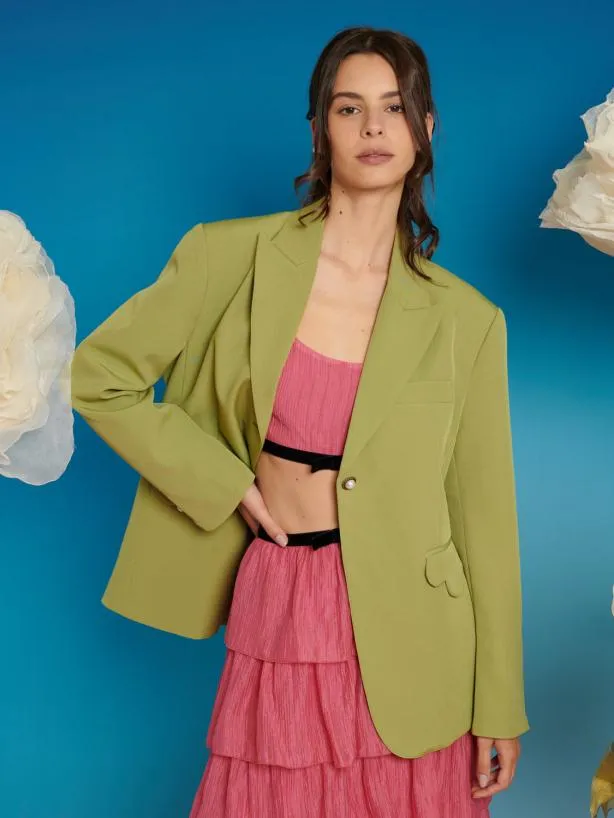 Sister Jane Jackets Womenswear Clover Scallop Detail Blazer Lentil Sprout
