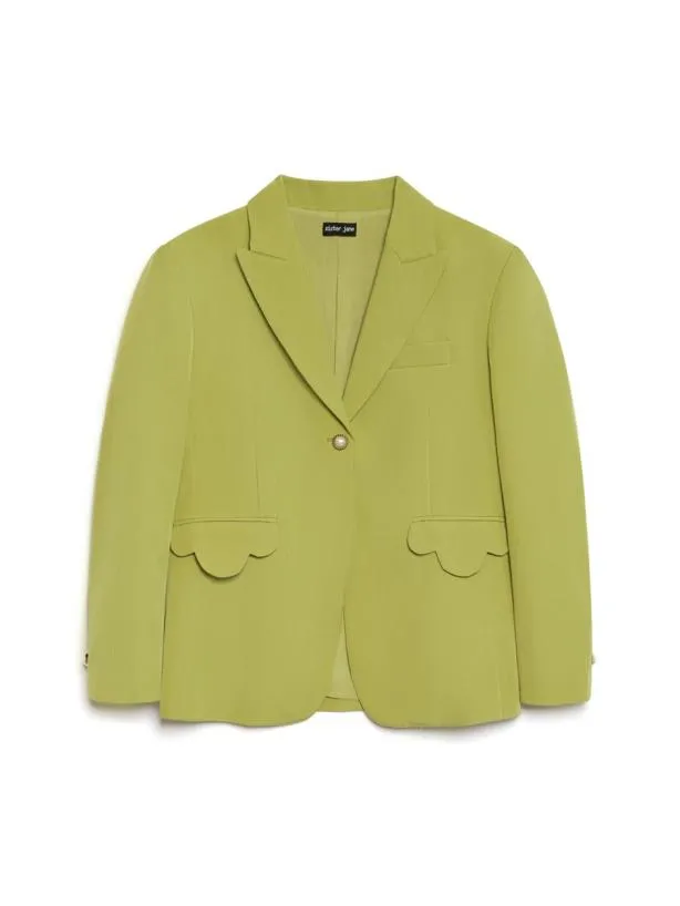 Sister Jane Jackets Womenswear Clover Scallop Detail Blazer Lentil Sprout