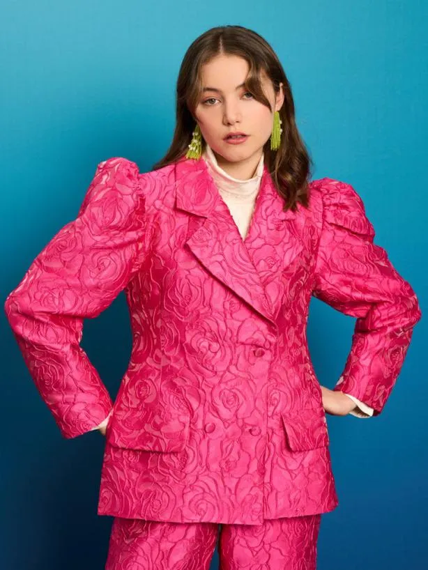 Sister Jane Jackets Womenswear Dia Rose Jacquard Blazer Hot Pink