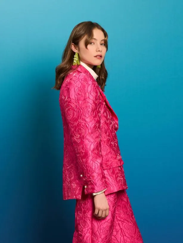 Sister Jane Jackets Womenswear Dia Rose Jacquard Blazer Hot Pink