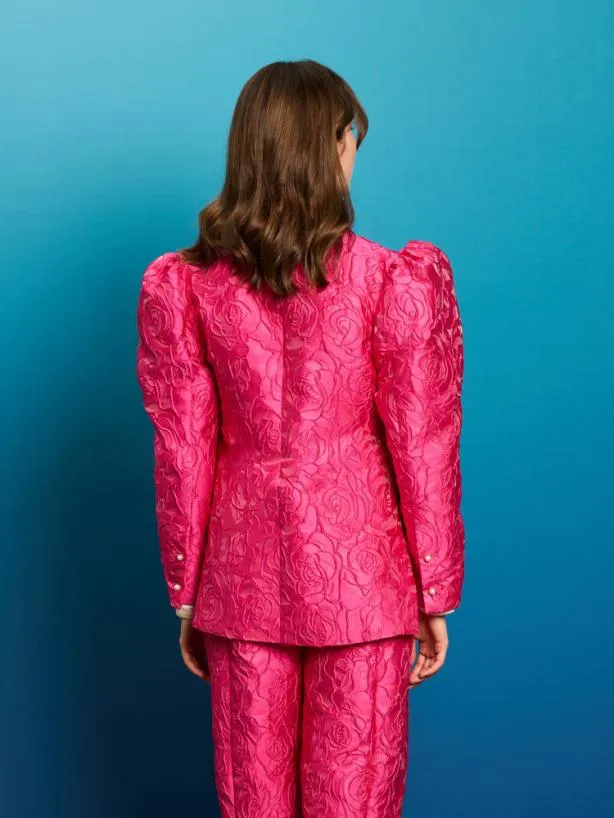 Sister Jane Jackets Womenswear Dia Rose Jacquard Blazer Hot Pink