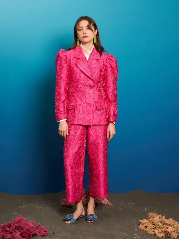 Sister Jane Jackets Womenswear Dia Rose Jacquard Blazer Hot Pink