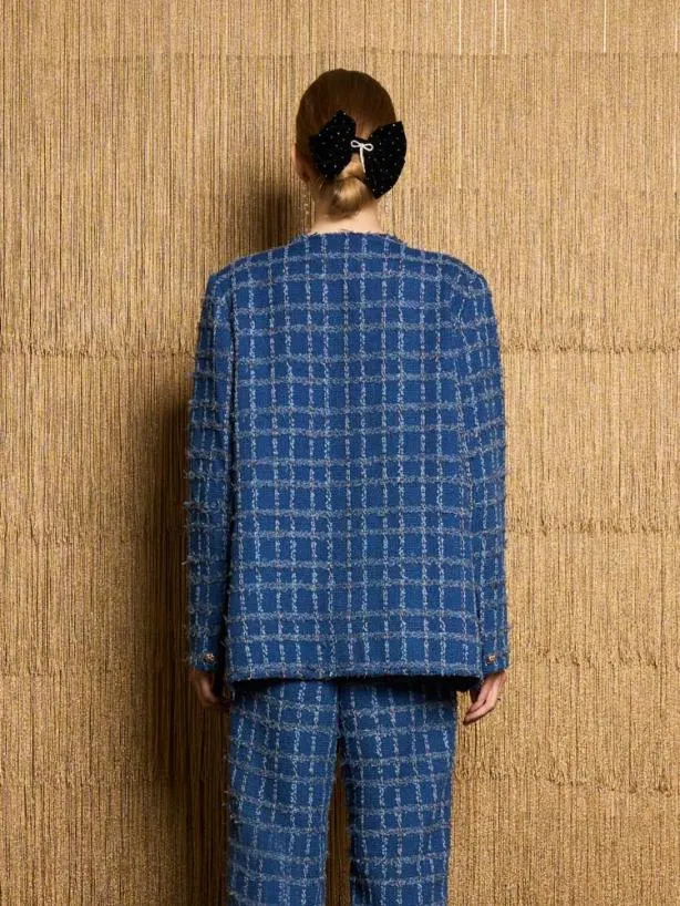 Sister Jane Jackets Womenswear DREAM Gloria Tweed Jacket Indigo Blue