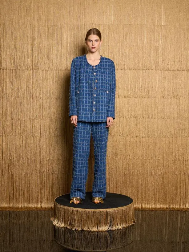 Sister Jane Jackets Womenswear DREAM Gloria Tweed Jacket Indigo Blue
