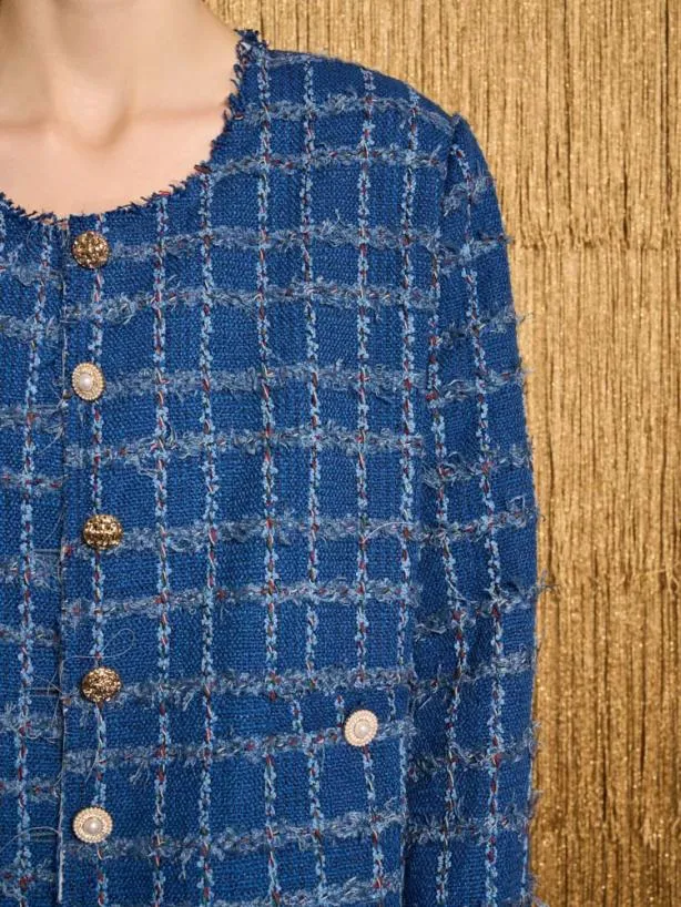 Sister Jane Jackets Womenswear DREAM Gloria Tweed Jacket Indigo Blue