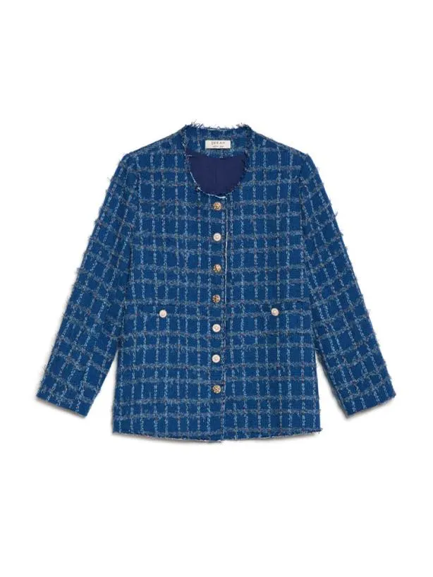 Sister Jane Jackets Womenswear DREAM Gloria Tweed Jacket Indigo Blue