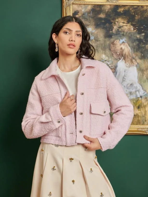 Sister Jane Jackets Womenswear DREAM Pastel Cropped Jacket Powder Pink