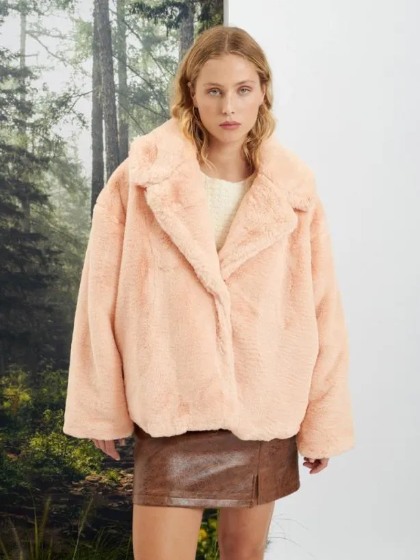 Sister Jane Jackets Womenswear Ghospell Veronica Faux Fur Coat Pale Peach