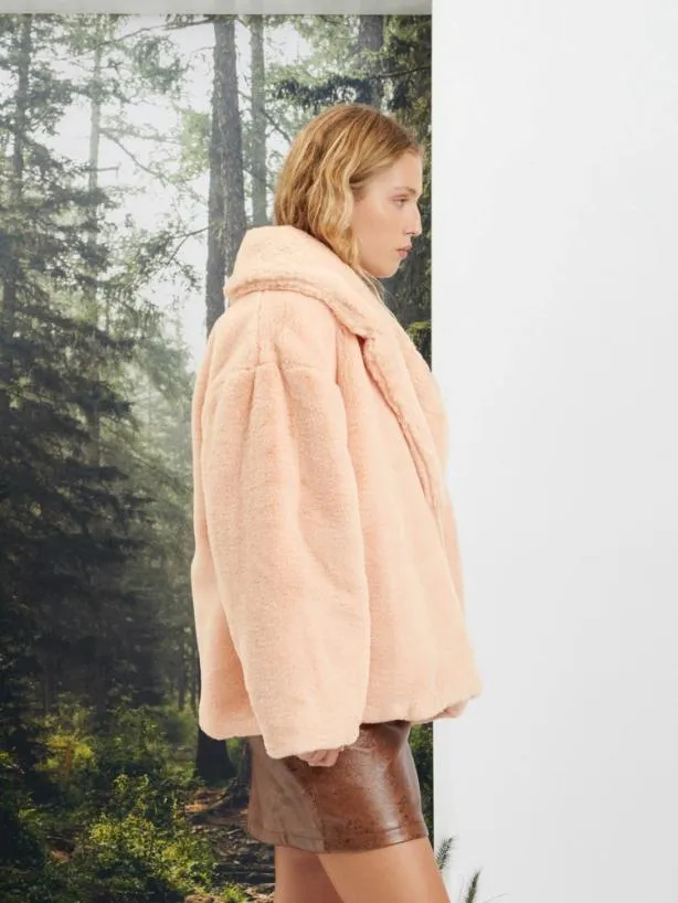 Sister Jane Jackets Womenswear Ghospell Veronica Faux Fur Coat Pale Peach