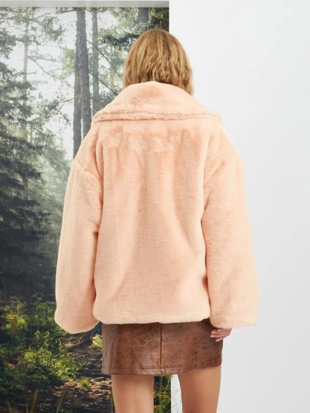 Sister Jane Jackets Womenswear Ghospell Veronica Faux Fur Coat Pale Peach