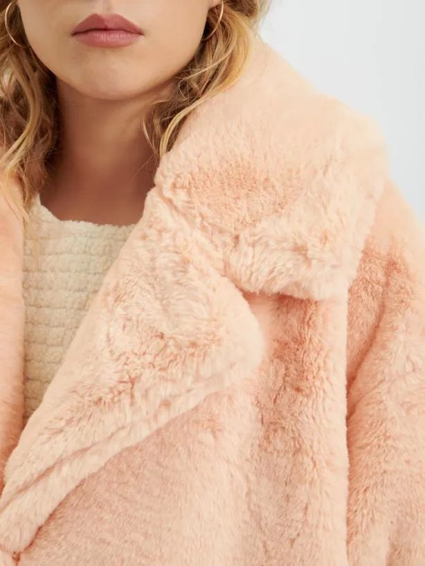 Sister Jane Jackets Womenswear Ghospell Veronica Faux Fur Coat Pale Peach