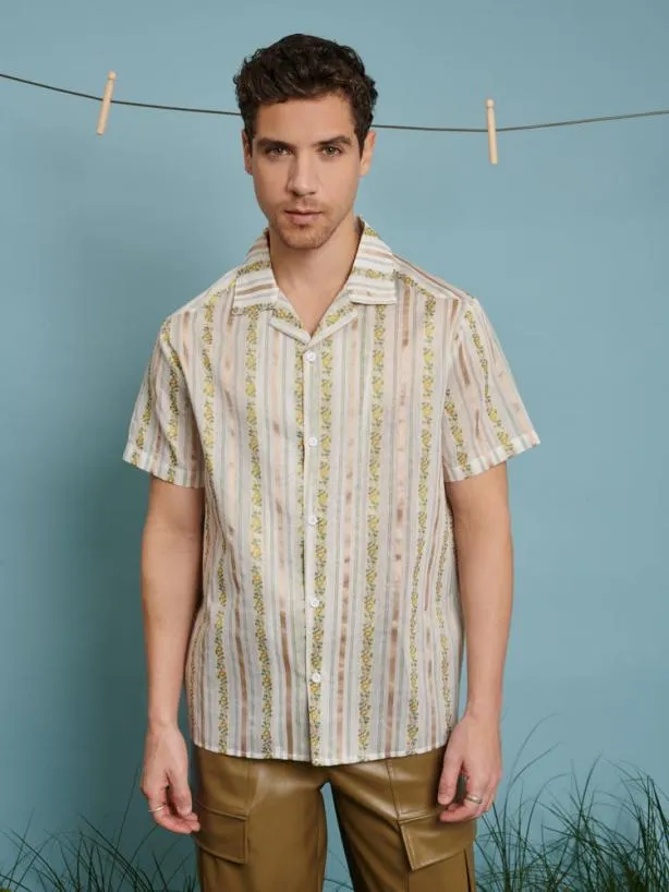 Sister Jane Shirts Menswear Ezra Revere Collar Shirt Ivory Gold