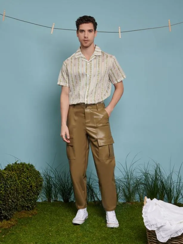 Sister Jane Shirts Menswear Ezra Revere Collar Shirt Ivory Gold