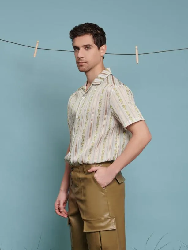 Sister Jane Shirts Menswear Ezra Revere Collar Shirt Ivory Gold