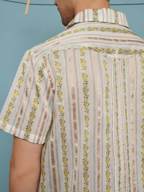 Sister Jane Shirts Menswear Ezra Revere Collar Shirt Ivory Gold