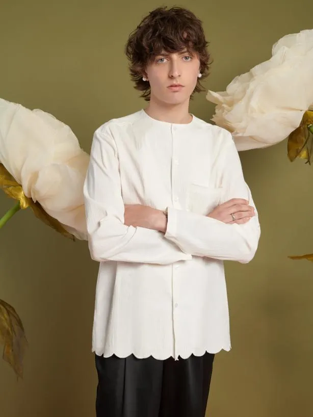 Sister Jane Shirts Menswear Marco Scallop Hem Shirt Ivory