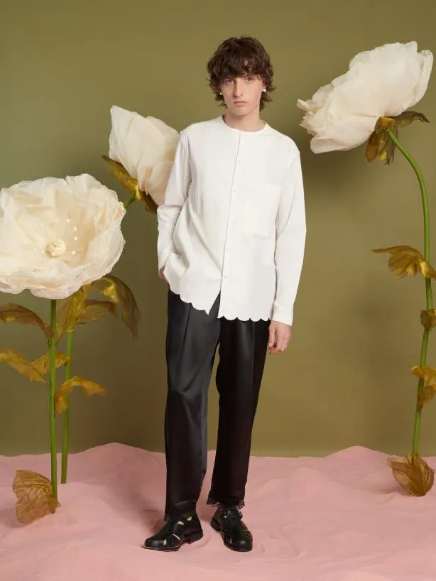 Sister Jane Shirts Menswear Marco Scallop Hem Shirt Ivory