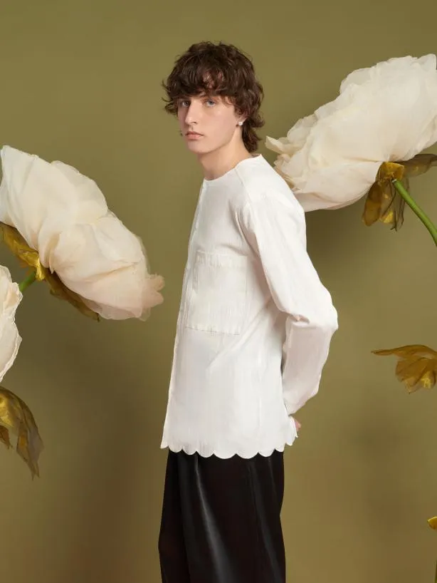 Sister Jane Shirts Menswear Marco Scallop Hem Shirt Ivory