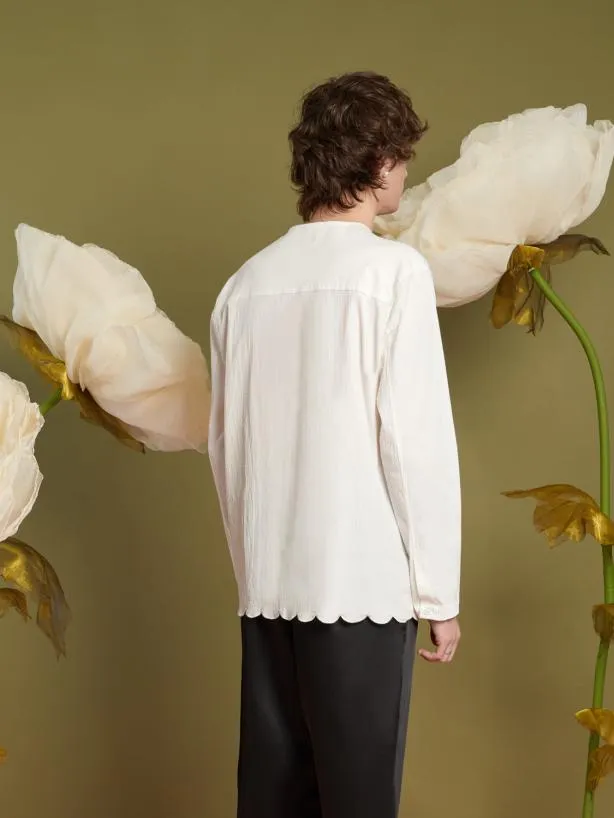 Sister Jane Shirts Menswear Marco Scallop Hem Shirt Ivory