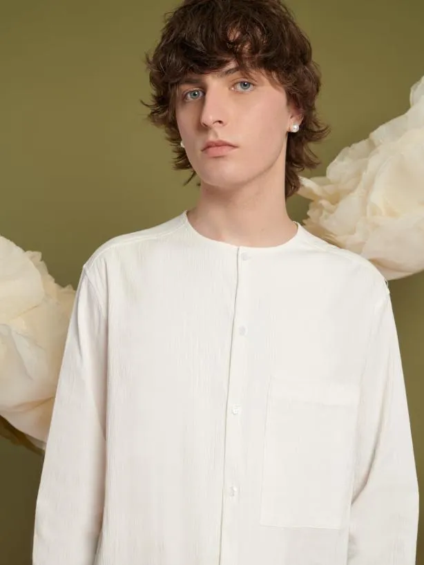 Sister Jane Shirts Menswear Marco Scallop Hem Shirt Ivory