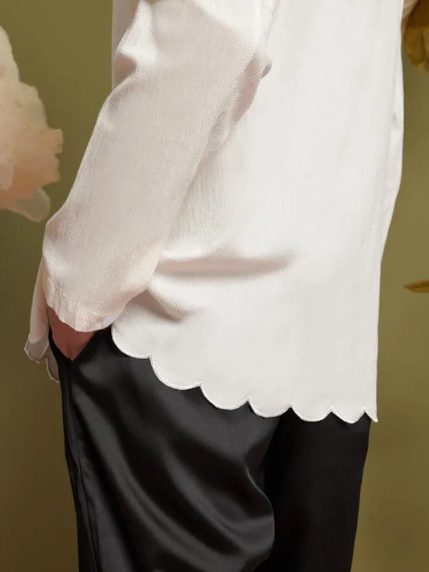 Sister Jane Shirts Menswear Marco Scallop Hem Shirt Ivory