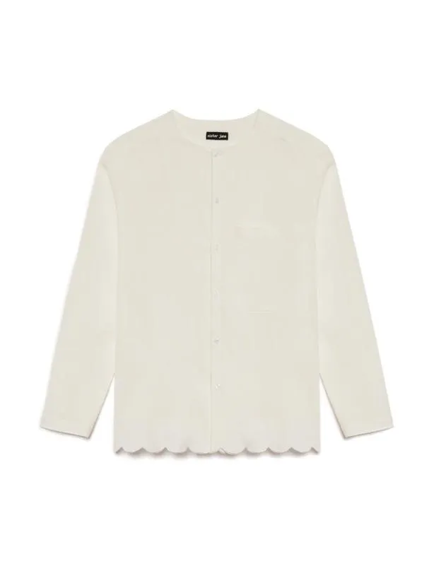 Sister Jane Shirts Menswear Marco Scallop Hem Shirt Ivory