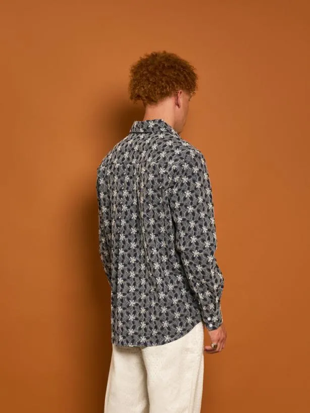 Sister Jane Shirts Menswear Penny Embroidered Shirt Blue Navy