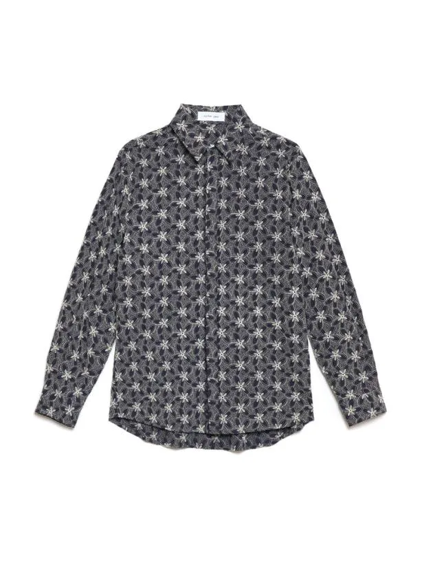 Sister Jane Shirts Menswear Penny Embroidered Shirt Blue Navy