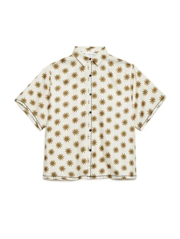 Sister Jane Tops Womenswear Cameron Star Boxy Shirt Sunny White