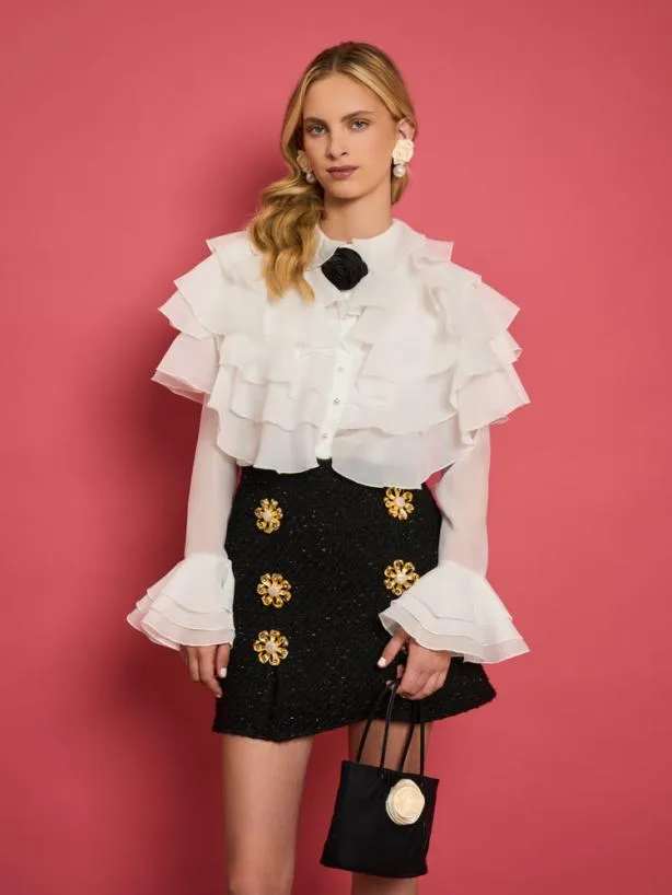 Sister Jane Tops Womenswear DREAM Maya Organza Ruffle Top Bright White