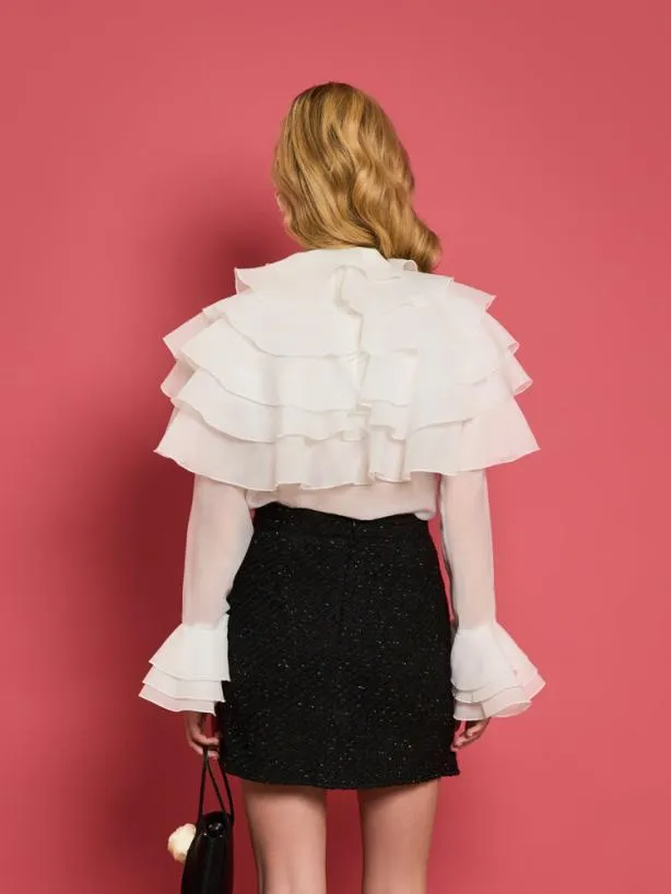 Sister Jane Tops Womenswear DREAM Maya Organza Ruffle Top Bright White
