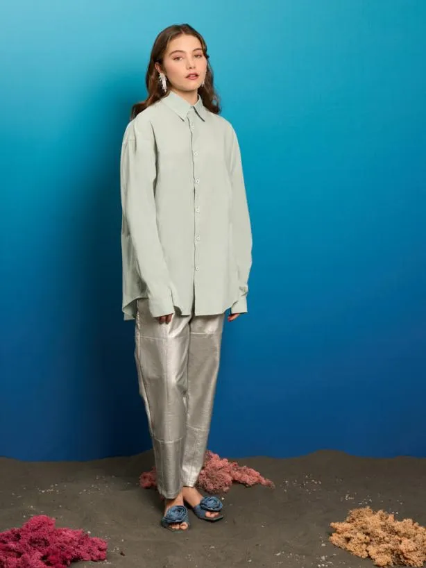 Sister Jane Tops Womenswear Ernest Pleat Shirt Sage Green