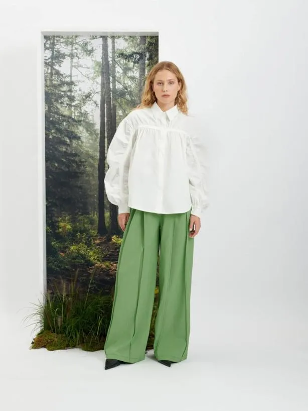Sister Jane Tops Womenswear Ghospell Juno Gathered Shirt Pearled White