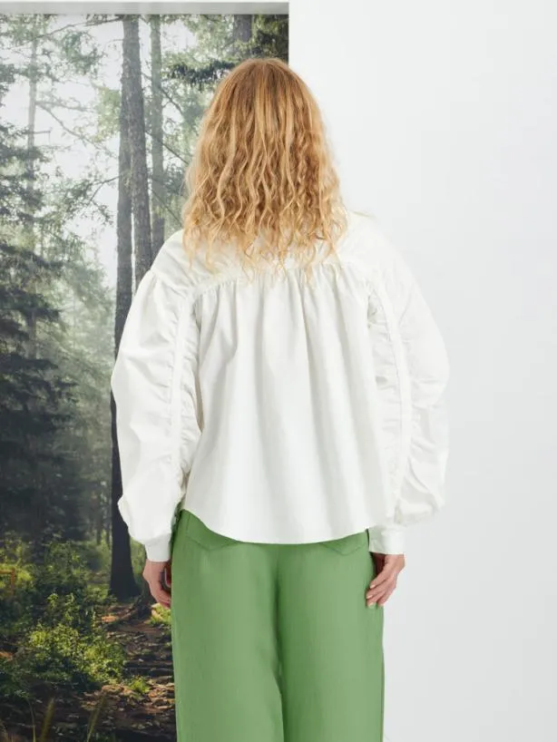 Sister Jane Tops Womenswear Ghospell Juno Gathered Shirt Pearled White