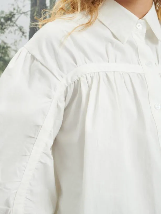 Sister Jane Tops Womenswear Ghospell Juno Gathered Shirt Pearled White