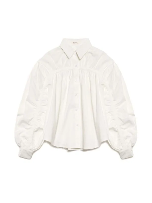 Sister Jane Tops Womenswear Ghospell Juno Gathered Shirt Pearled White