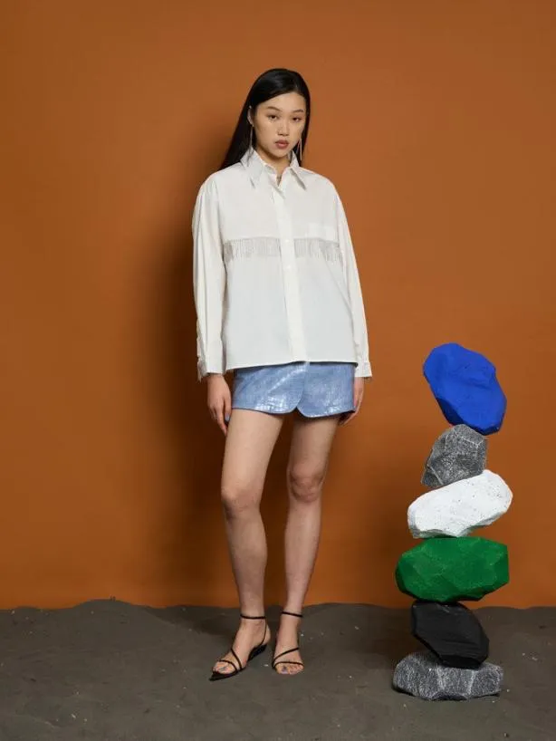 Sister Jane Tops Womenswear Ghospell Nira Fringe Shirt White