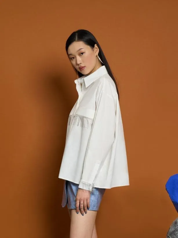 Sister Jane Tops Womenswear Ghospell Nira Fringe Shirt White