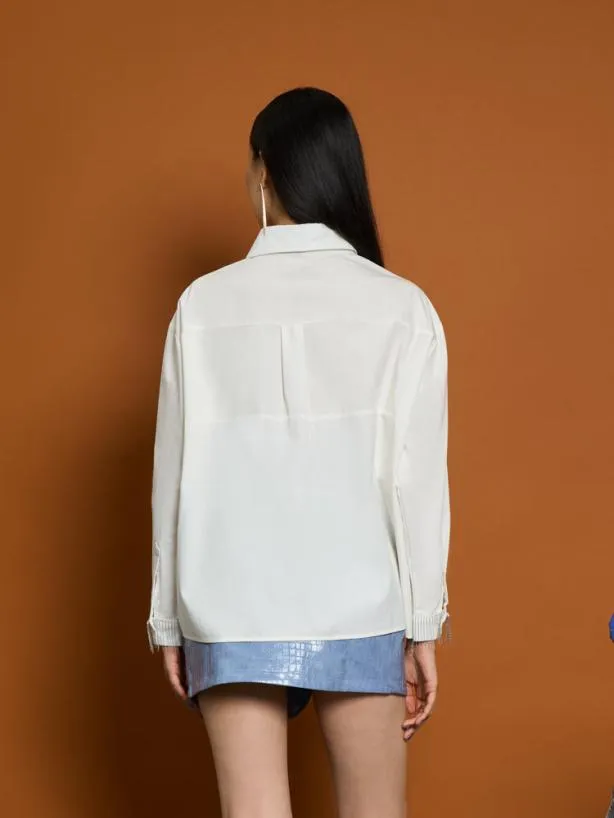 Sister Jane Tops Womenswear Ghospell Nira Fringe Shirt White