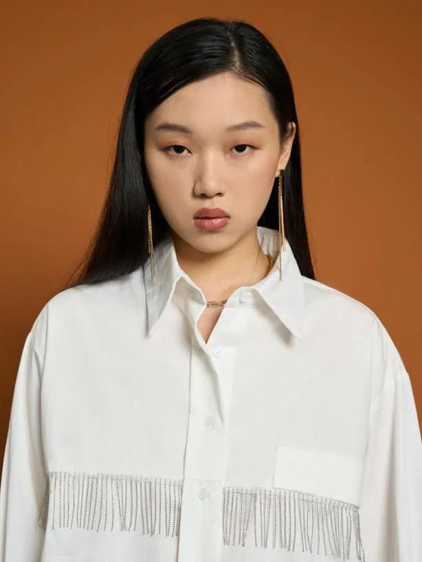 Sister Jane Tops Womenswear Ghospell Nira Fringe Shirt White