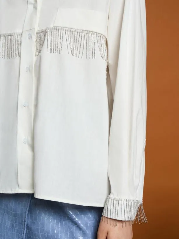 Sister Jane Tops Womenswear Ghospell Nira Fringe Shirt White