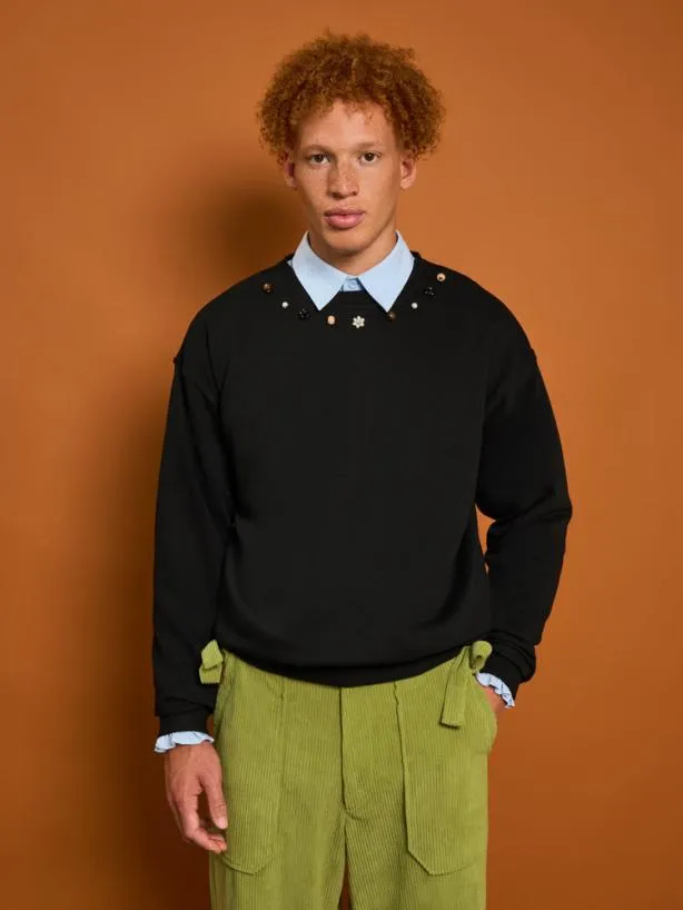 Sister Jane Tops Womenswear Henry Trim Sweatshirt Black
