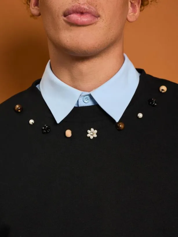 Sister Jane Tops Womenswear Henry Trim Sweatshirt Black