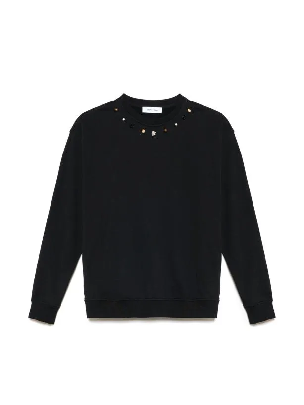 Sister Jane Tops Womenswear Henry Trim Sweatshirt Black